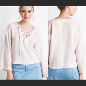 Anthropologie Cloth & stone lace up tie Sz L